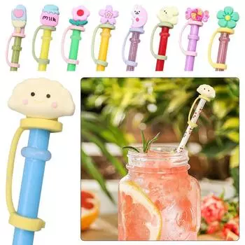 Силиконовый пылезащитный колпачок для питья, герметичные пробки, насадки, мультяшные соломенные насадки, аксессуары для чашек 2