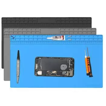 Силиконовый рабочий коврик, термостойкий, ремонтный коврик для электронного телефона, ноутбука, часов, многослотовая организация чёрный