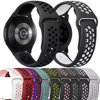 Силиконовый ремешок 20/22 мм для Samsung Galaxy Watch 3 4 классический ремешок Gear S3 46/42 мм Huawei Watch GT2 Correa браслет Active 2 40 мм 44 мм ремешок 20mm watch strap чёрный