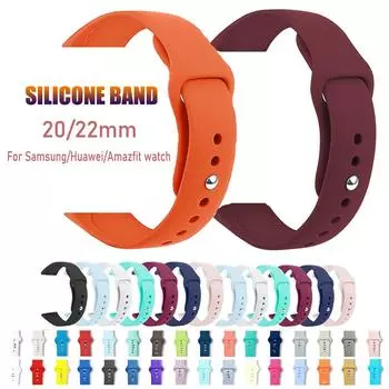 Силиконовый ремешок 20/22 мм для Samsung Galaxy watch 4 classic 3 Active 2 gear s3 s2 s4, ремешок для часов, браслет, ремешок для часов для Amazfit bip, Huawei GT/GT2/2E Pro 20mm watch band