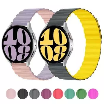 Силиконовый ремешок 20 мм 22 мм для часов Samsung Galaxy watch 6/4/5 pro/3/active 2 amazfit браслет с магнитной петлей HUAWEI watch GT 2e 3 Band 20mm watch band серый/синий