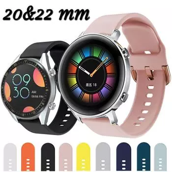 Силиконовый ремешок 20 мм 22 мм для Huawei Watch GT 2/3 42 мм 46 мм, ремешок для умных часов Honor Magic Watch 2, 42 мм, 46 мм
