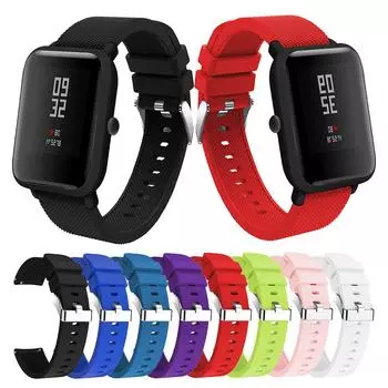 Силиконовый ремешок 20 мм для Huami Amazfit Bip Lite Bip U/S, ремешок для умных часов Huami Amazfit GTS 4 Mini GTS 3 2 Pop Pro чёрный