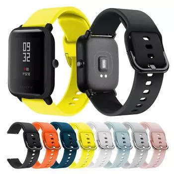 Силиконовый ремешок 20 мм для Xiaomi Huami Amazfit Bip Lite Bip U/S, ремешок для умных часов Huami Amazfit GTS 4/2 Mini GTS 3 2e оранжевый