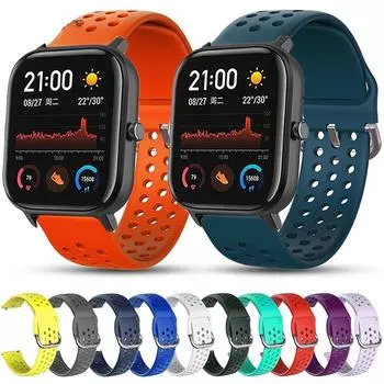 Силиконовый ремешок 20 мм для Xiaomi Huami Amazfit GTS/GTR 42 мм, сменный ремешок для умных часов Huami Amazfit Bip Lite Youth