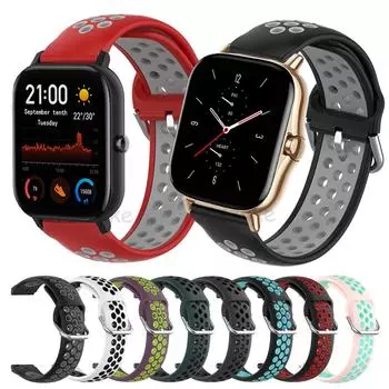 Силиконовый ремешок 20 мм для Xiaomi Huami Amazfit GTS 2 2e/GTS 2 Mini/Bip Lite/Bip U/Bip S/Pop Pro, ремешок для умных часов Garmin Venu SQ