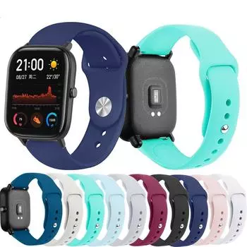 Силиконовый ремешок 20 мм для Xiaomi Huami Amazfit GTS/GTS 2/GTS 2e/Bip BIT Lite, молодежный ремешок для умных часов, сменный ремешок для часов для Xiaomi Haylou LS02 абрикосовый