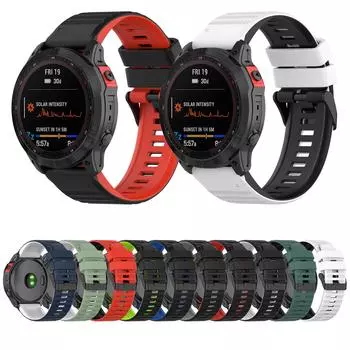 Силиконовый ремешок 22 мм 26 мм для Garmin Fenix7x/6x/5x/спортивный ремешок для часов Garmin Fenix7/6/5, браслет для умных часов с аксессуарами для инструментов 22mm бездна/чёрный