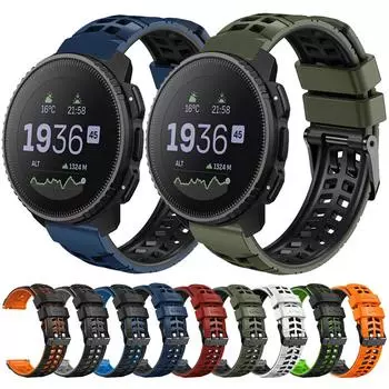 Силиконовый ремешок 22 мм для Coros Apex 46 мм Pro, ремешок для часов, браслет для Ticwatch Pro 3 Lite/POLAR GRIT X/Vantage M2, ремешок для часов 22mm чёрный/белый