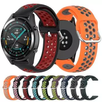 Силиконовый ремешок 22 мм для Huawei Watch GT 4/3/2 46 мм GT2 Pro, ремешок для умных часов Honor Magic Watch 2, 46 мм 22mm Universal белый/чёрный