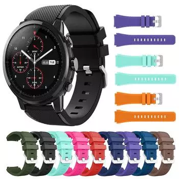 Силиконовый ремешок 22 мм для Xiaomi Huami Amazfit Pace Stratos 3 2 2S, ремешок для умных часов Huami Amazfit GTR 47 мм GTR 4/3/2 чёрный