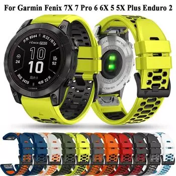 Силиконовый ремешок 26 мм 22 мм для Garmin Fenix 6X6 Pro 5X5 Plus 7X7 3HR 935 945 Enduro 2 QuickFit ремешок для часов браслет Correa For Garmin 22mm синий/белый