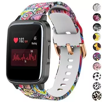 Силиконовый ремешок для Amazfit GTS/4/3/2/2e/Mini/GTR 4/3/Pro/2/2e 42 мм/47 мм stratos 2/3 печать браслет Amazfit Bip 20 мм 22 мм ремешок 20mm watchband