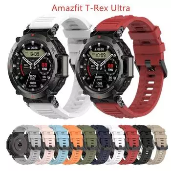 Силиконовый ремешок для Amazfit T-Rex Ultra Smart Watch Band, спортивный браслет для Amazfit Trex Ultra A2142, браслет чёрный