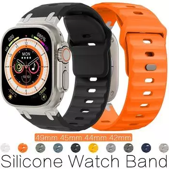 Силиконовый ремешок для apple Ultra 2/Ultra 49 мм 9 8 7 45 мм 44 мм 42 мм спортивный ремешок на запястье браслет аксессуары для умных часов 6 SE 5 4 3 2 1 49mm 45mm 44mm 42mm for apple watch