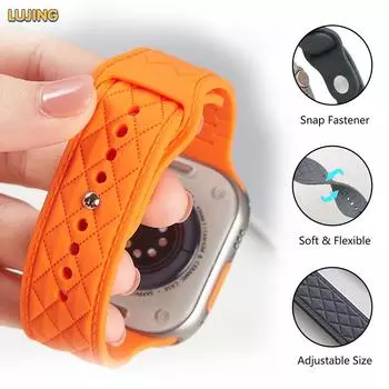 Силиконовый ремешок для Apple Watch Band 42 мм, 44 мм, 45 мм, 41 мм, 49 мм, 40 мм, 38 мм, плетеный браслет Correa iwatch Series 8 9 SE 7 6 5 4 3 Ultra