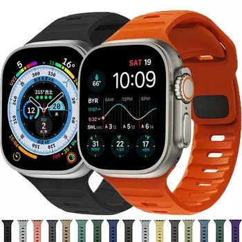 Силиконовый ремешок для Apple Watch Band 44 мм, 40 мм, 45 мм, 41 мм, 49 мм, 42 мм, 38 мм, 44, 45 мм, браслет iWatch Series 7 se 3, 4, 5, 6, 8, Ultra Band 38 40 41 mm красный