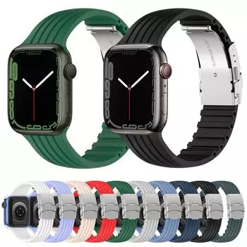 Силиконовый ремешок для Apple Watch Band 45 мм, 44 мм, 42 мм, 41 мм, 40 мм, 38 мм, 45 мм, ремешок для часов, браслет Correa Iwatch Serie 7 6 SE 5 4 3