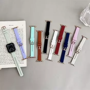 Силиконовый ремешок для Apple Watch band 46 мм 44 мм 41 мм 45 мм 40 мм 49 мм 42 мм 38 мм спортивный браслет correa iwatch Series Ultra 10 9 8 7 se3 6 5 4 3 42/44/45/49/46(S10) красный