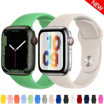Силиконовый ремешок для Apple Watch Band 49 мм, 45 мм, 44 мм, 42 мм, 41 мм, 40 мм, 38 мм, ремешок для часов, браслет, ремешок iWatch Series 8, 7, 6, 5, 4, 3 SE, ремешок 38&40&41mm SM