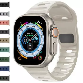 Силиконовый ремешок для Apple Watch Band 49 мм, 44 мм, 45 мм, 42 мм, 41 мм, 42 мм, 38 мм, мягкий спортивный ремешок для часов iwatch Serise Ultra 8, 7, 6, 5, браслет
