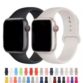 Силиконовый ремешок для Apple Watch Band SE-10 42/46 мм 44/45 мм 38/40/41 мм браслет iwatch серии 9 8 7 6 5 4 3 ultra 2 49 мм 38 40 41 mm S-M