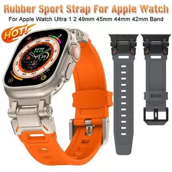 Силиконовый ремешок для Apple Watch Band Ultra 2 1 49 мм 45 мм 44 мм 42 мм мягкий спортивный ремешок для iWatch Series 9 8 7 6 5 SE аксессуары для браслетов For Apple watch 42mm