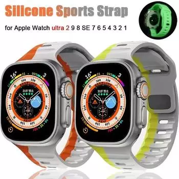 Силиконовый ремешок для Apple Watch Band ultra 2, 49 мм, браслет Correa для iwatch 9, 8, 7, 6, 5 SE 4, 3, 2, 1, 44 мм, 40 мм, 41 мм, 45 мм, 38 мм, 42 мм, ремешок для часов