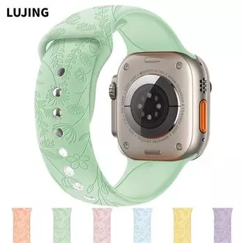 Силиконовый ремешок для Apple Watch, ремешок 41 мм, 45 мм, 44 мм, 40 мм, 49 мм, 42 мм, 38 мм, браслет Correa с принтом, iWatch series 3, 5, 6 se, 7, 8 ultra