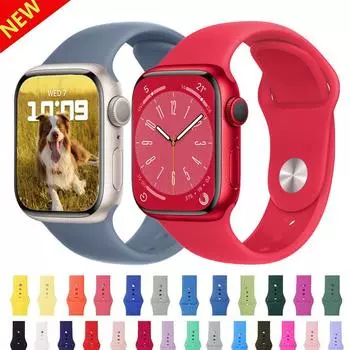 Силиконовый ремешок для Apple Watch, ремешок 44 мм, 40 мм, 42 мм, 38 мм, 44, 45, 41 мм, 3, 4, 5, 6, спортивный браслет se correa, iWatch series 7, 8, ультра, 49 мм 38 40 41 mm S-M