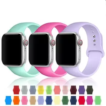Силиконовый ремешок для Apple Watch, ремешок 44 мм, 40 мм, 42 мм, 38 мм, 42 мм, браслет для смарт-часов, спортивный браслет, iWatch series 3, 4, 5, 6, ремешок