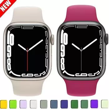 Силиконовый ремешок для Apple Watch Ремешок 44 мм 45 мм 40 мм 41 мм 42-38 мм 45 мм Спортивный браслет Iwatch Series 8 7 6 5 4 3 SE 9 Ultra 2 49 мм