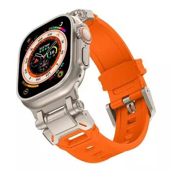 Силиконовый ремешок для Apple Watch Ultra 2 ремешок 49 мм 45 мм 42 мм Прочный металлический + резиновый браслет iWatch Series 9 6 5 3 7 8 SE ремешки 44 мм