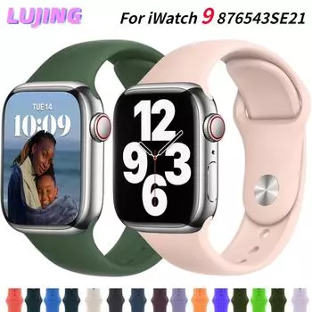 Силиконовый ремешок для Apple Watch Ultra 2, 49 мм, 45 мм, 42 мм, 40 мм, 44 мм, 41 мм, резиновый спортивный ремешок для умных часов, браслет iWatch Series9/8/7/6/5/SE, аксессуары 38mm 40mm 41mm SM