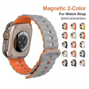 Силиконовый ремешок для Apple Watch Ultra 2 1 49 мм серии 9 8 7 45 мм 44 мм 42 мм 38 мм 40 мм спортивный ремешок для iWatch 6 5 4 3 Se браслет аксессуары