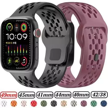 Силиконовый ремешок для Apple Watch Ultra 2 49 мм 9 8 7 45 мм 41 мм Спортивный ремешок Сменные аксессуары для Series 6 5 4 3 2 1 SE 44 мм 40 мм 42 мм 38 мм 41mm 40mm 38mm for apple watch