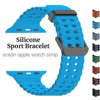 Силиконовый ремешок для Apple Watch Ultra 2 49 мм 45 мм 44 мм 42 мм спортивный ремешок для IWatch Series 9 8 7 6 SE 5 4 3 2 Correa For 42mm 44mm 45mm красный