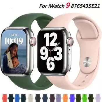 Силиконовый ремешок для Apple Watch Ultra 49 мм, 45 мм, 42 мм, 40 мм, 44 мм, 41 мм, резиновый спортивный ремешок для умных часов, браслет iWatch Series9/8/7/6/5/SE, аксессуары