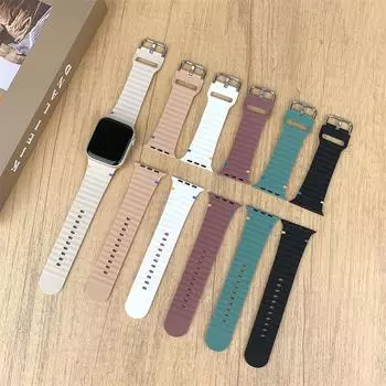 Силиконовый ремешок для Apple Watch ultra Band 49 мм 45 мм 44 мм 42 мм 40 мм 41 мм 38 45 мм correa bracelet iwatch Series 9 8 7 6 5 4 3 se 49/45/44/42mm белый