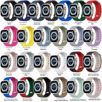 Силиконовый ремешок для Apple Watch Ultra Marine — совместим с iWatch Series 8 26#38/40/41mm Starlight+Powder Sand