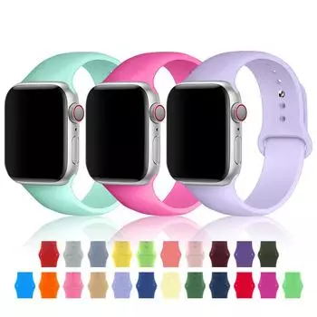 Силиконовый ремешок для браслета Apple Watch 44 мм 40 мм 38 мм 42 мм ремешок для часов Apple Watch Band Correa для Iwatch Series7 6 Se 5 4 3 38 40mm SM