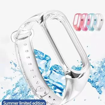 Силиконовый ремешок для браслета Xiaomi Mi Band 5 6 7, сменный ремешок для часов, аксессуары, полупрозрачный Xiaomi Band 5/6 Strap красный