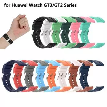 Силиконовый ремешок для браслета Huawei Watch GT3/GT Runner с серебряной стальной пряжкой 20mm