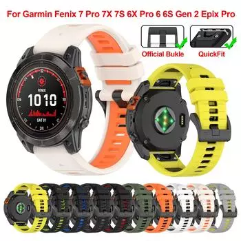 Силиконовый ремешок для часов 20, 22, 26 мм для Garmin Fenix 7 7X 7S Pro, ремешок для умных часов fenix 6X pro 6 6S 5X5 5S 3HR 965 Epix Gen2