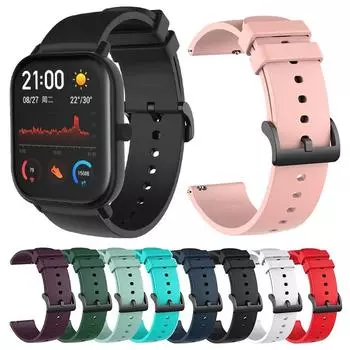 Силиконовый ремешок для часов 20 мм для Huami Amazfit GTS 4/2 Mini GTS 3 GTR 42 мм, ремешок для умных часов Huami Amazfit Bip Lite чёрный