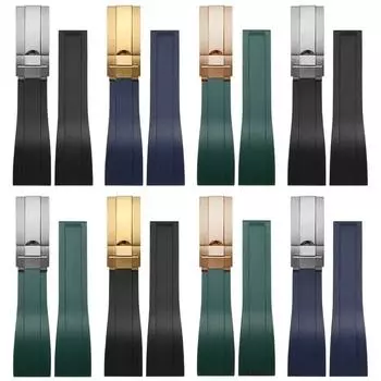 Силиконовый ремешок для часов 20 мм для резиновых ремешков Rolex Yacht Famous Daytona Submarine Black Green Water Ghost Explorer Watch Strap 20mm
