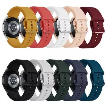 Силиконовый ремешок для часов 20 мм для Samsung Galaxy Watch 5 Pro 6/6 Classic Smart Watch Band для Galaxy Watch 4/4 Classic чёрный