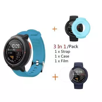 Силиконовый ремешок для часов для Amazfit с защитной пленкой для экрана белый