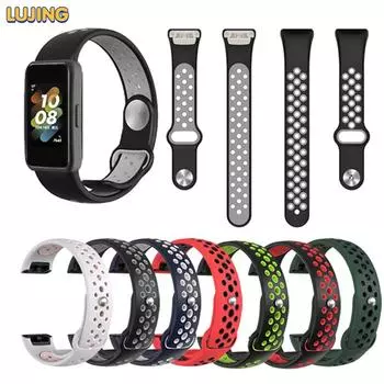 Силиконовый ремешок для часов для Huawei Band 7, двухцветный дышащий сменный ремешок, ремешок для часов, браслет для Huawei Band 7, ремешок для часов Huawei Band 7