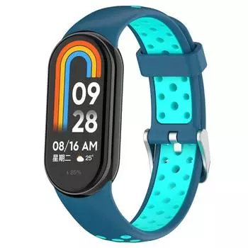 Силиконовый ремешок для часов для Xiaomi Band 8, двухцветный дышащий умный ремешок для часов, сменный браслет для Xiaomi Mi Band 8, ремешок